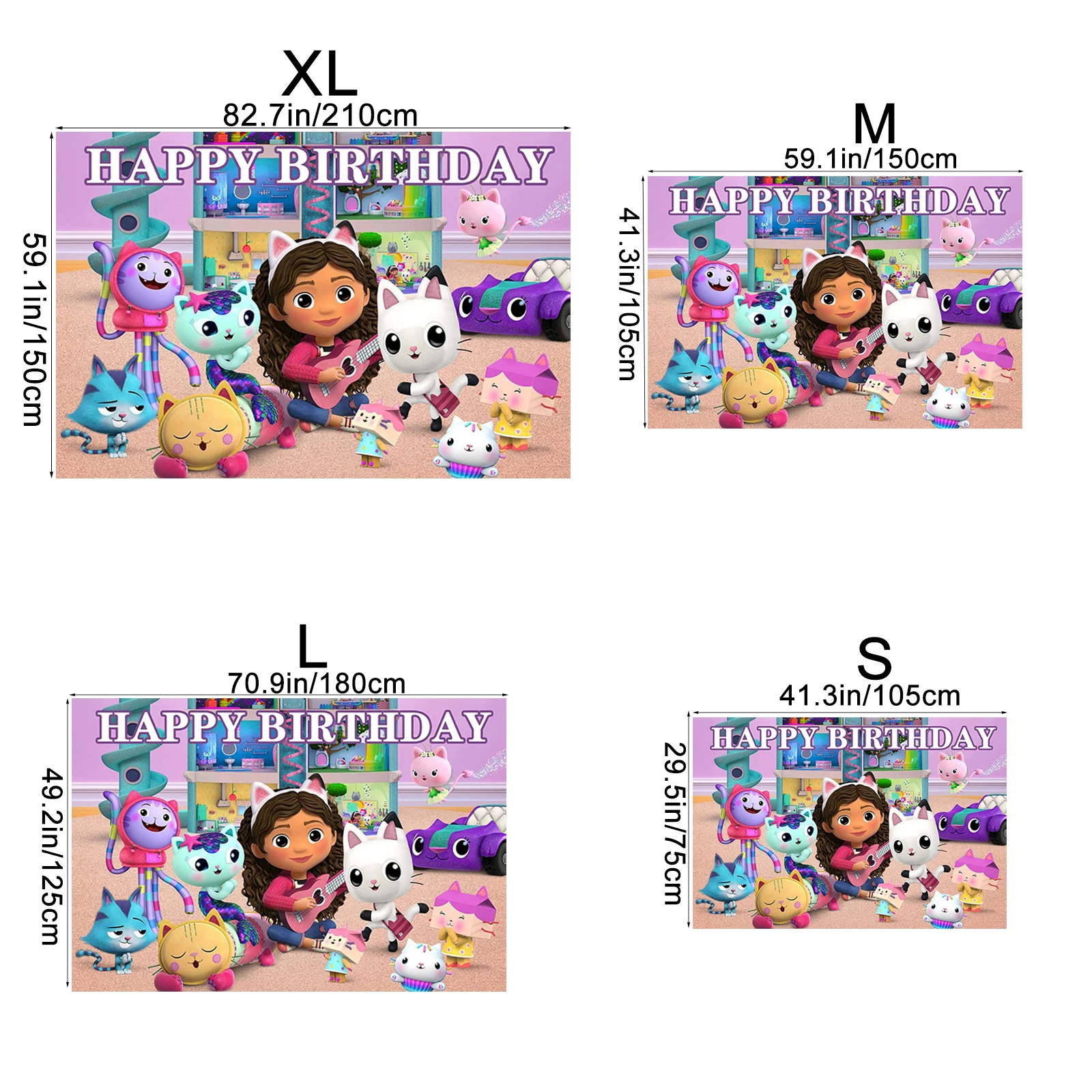 Gabby's Dollhouse Boys Girls Baby Bathing Birthday Party Decorated Vinyl Material Photography Background Photography Museum Prop birthday backdrop party backdrop curtain party decoration photo booth props photography props party supplies