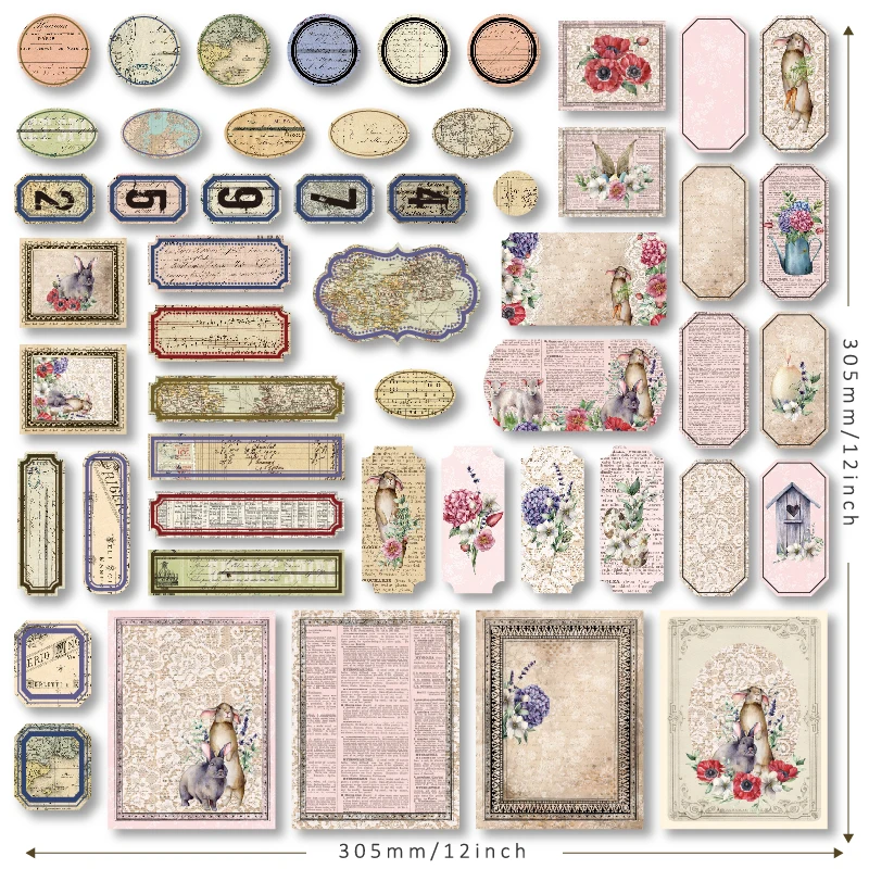 Panalisacraft 20 styles 12 inch Vintage Cardstock Die Cuts Collection Kit Scrapbooking Planner/Card Making/Journaling Project