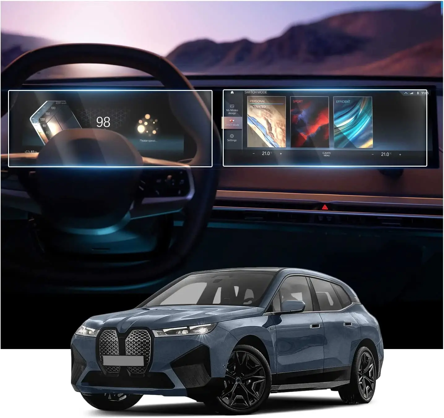 

Car Infotainment GPS Navigation Display and Instrument Protect for BMW iX i3 i4 2023 Sticker Tempered glass screen Protect