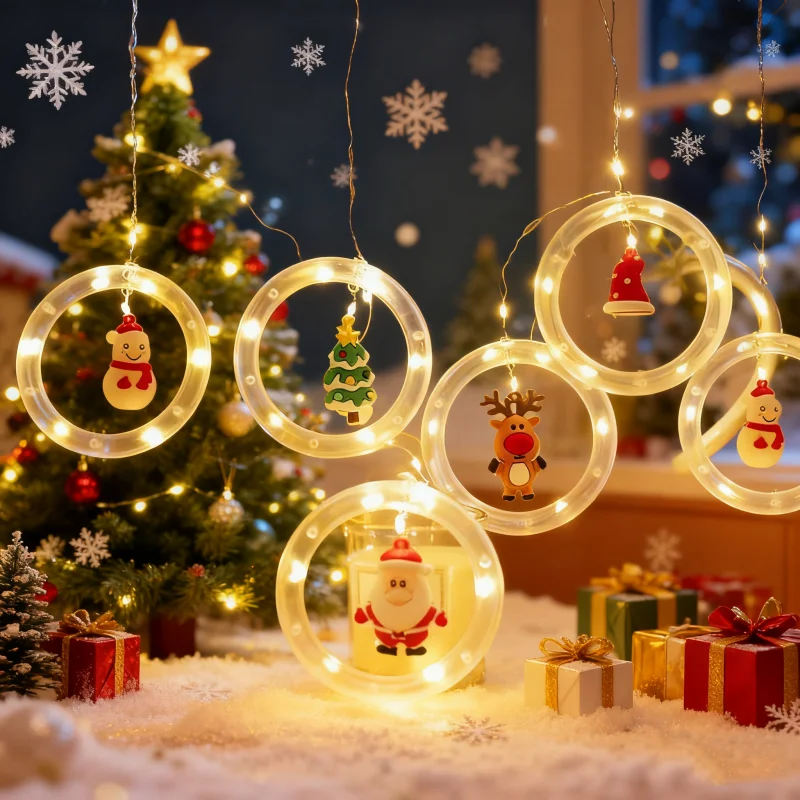 LED Santa Claus Curtain Light Christmas Decoration Home Interior Light String Night Light Christmas Gift New Year Decoration_voghion.com