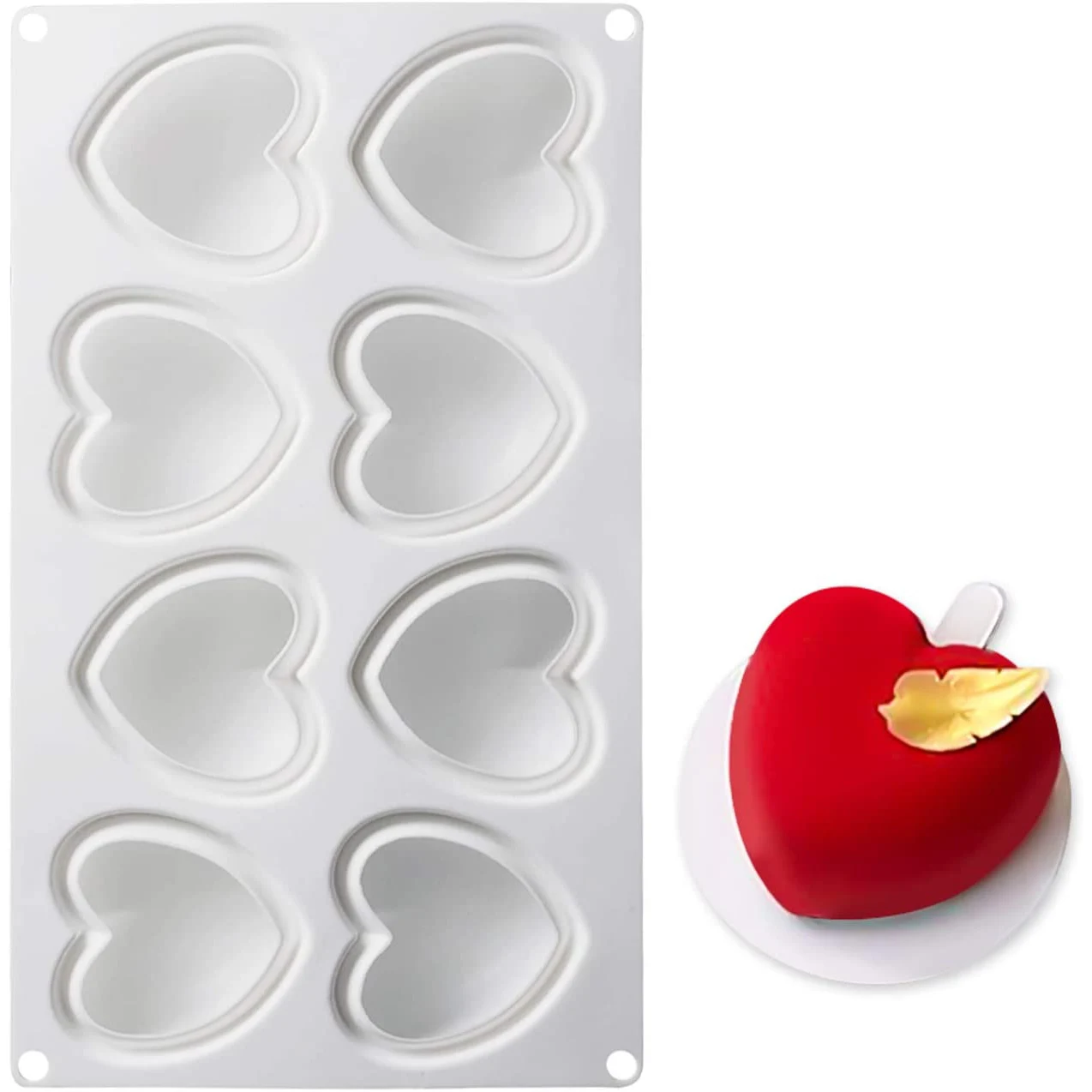 

8-Cavity Love Silicone Cake Mold For Baking Heart Shape Truffle Mousse Dessert Pastry Cake Moulds