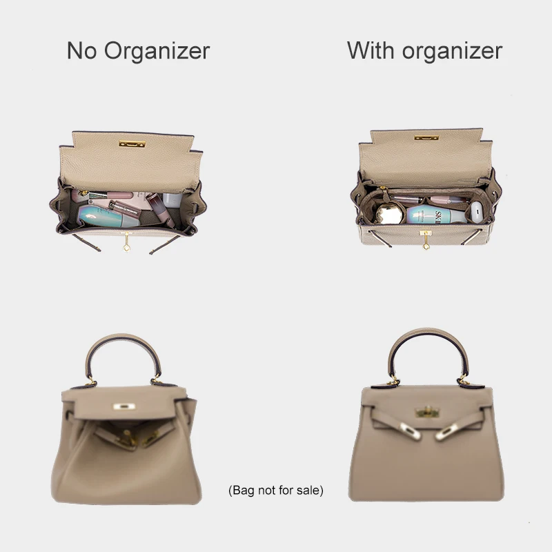 Two-faced Plush Insert Bag Organizer fit For H Kelly 25 28 Bag Inner Liner Make up bag travel essential gift for love
