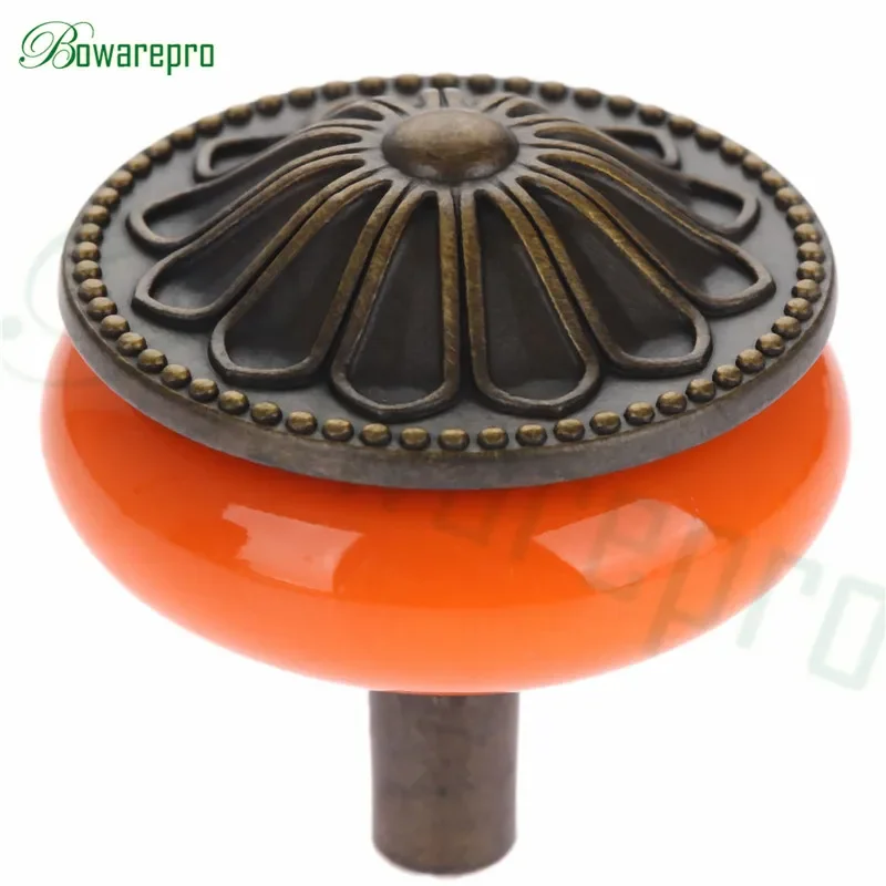Locker Vintage Ceramic Metal Retro Handle Pull Button Cabinet Door Cabinet Drawer Pull Handle Single Hole Furniture