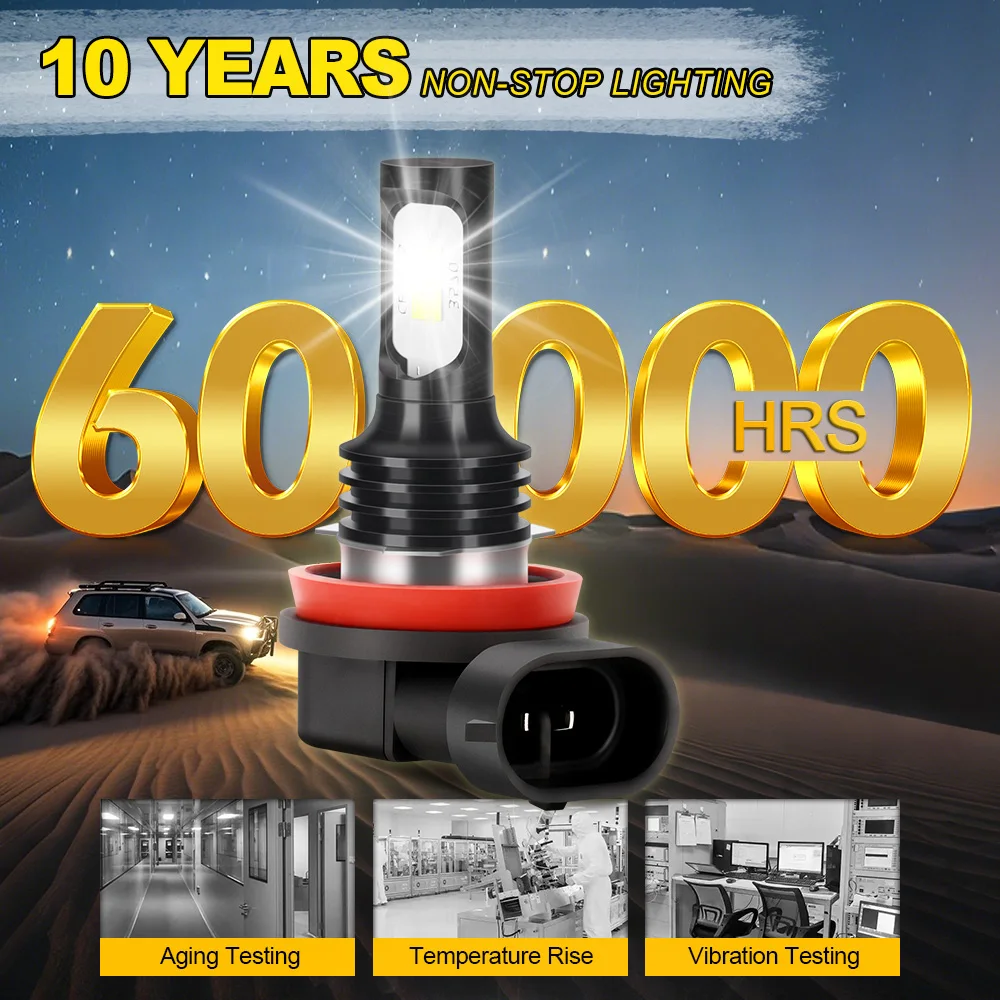 2개 LED H8 H11 안개등 전구 라다 칼리나 II 2192 해치백 2194 에스테이트 니바 Mk2 2123 자동차 주행등 6000K 백색 12V
