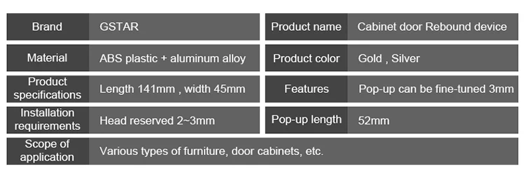 Description Picture 2 of itemFree Shipping Aluminum Alloy Cabinet Drawer Door Rebounder Wholesale Cabinet Wardrobe Door Free Handle Press Self-bouncer