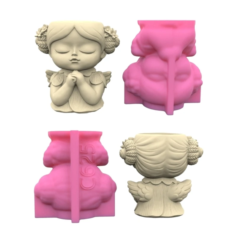 Prayer Girl Pen Holder Silicone Mold Table Ornament Succulent Planter Flowerpot Mold Epoxy Resin Mold DIY Plaster Making christmas tree snowman epoxy resin silicone mold diy christmas candle mold for aromatherapy plaster making