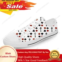Playing Card Poker Popular Cool White Cloth Fashion 3D Print Low Top Canvas Shoes Men Women Lightweight Breathable Sneakers 1