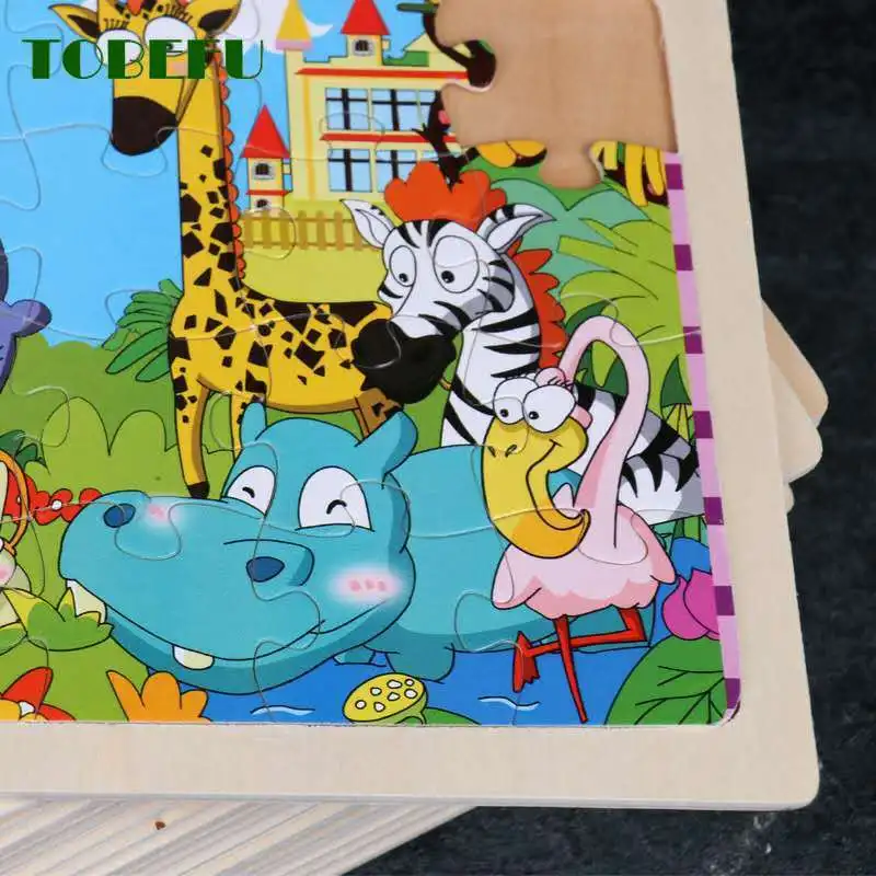 Baby Early Childhood Educational Toys 24 Pieces Wooden Jigsaw Puzzle for Children Cartoon Animal Puzzles Kids Interactive Toy jigsaw puzzles wooden jigsaw puzzles wooden puzzle toys educational puzzles