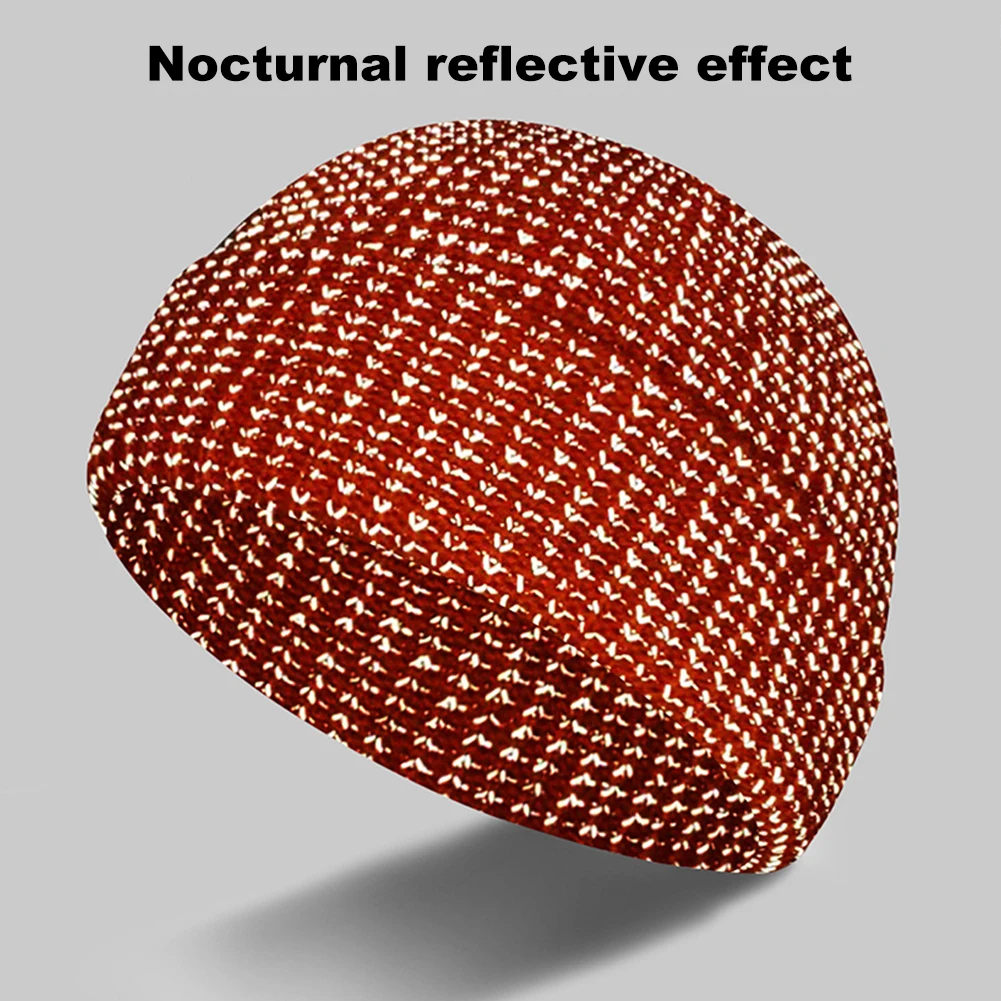 Unisex Knitted Warm Hat High Visibility Noctilucent Reflective Knit Hat Safety Knitted Beanies for Winter Night Walks