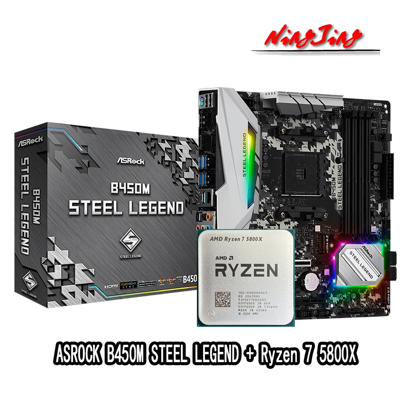 Amd Ryzen 7 5800x R7 5800x Cpu + Asrock B450m Steel Legend Motherboard