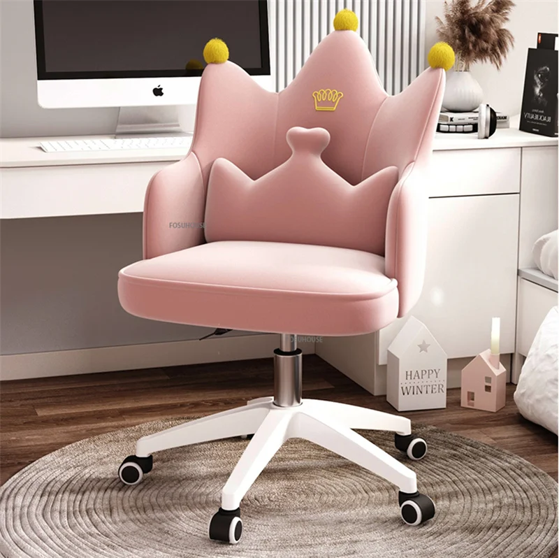 Description Picture 3 of itemVelvet Office Chairs  Office Furniture Home Comtable  Pink Gaming Computer Chair Lift Swivel Bedroom Vanity Chair N
