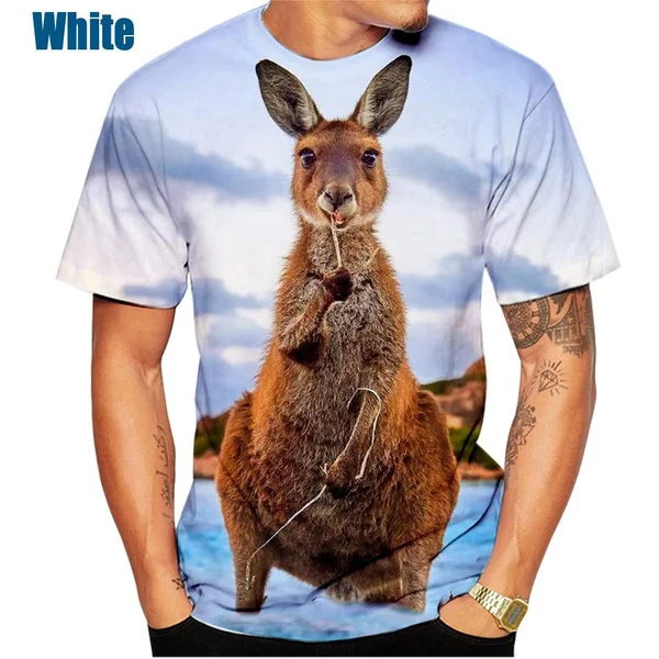 

2024 Men's/Women's Short-sleeved Cool T-shirt 3D Cute Kangaroo Printed T-shirt Fashion Streetwear XS-5XL