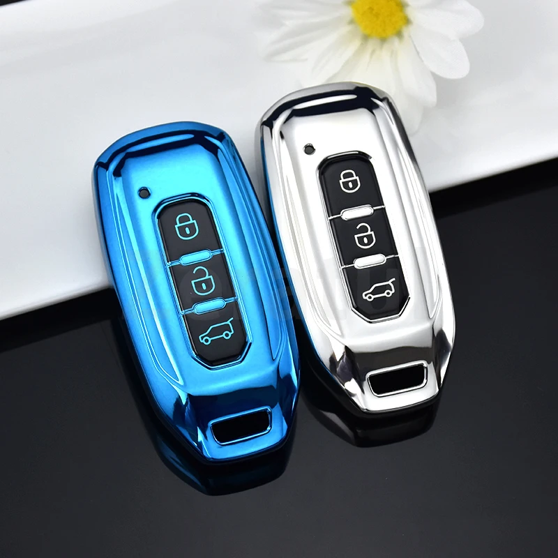 Key Case Cover, Car Key Shell For Ford Territory EV Auto Smart Key Cover Case Bag Holder 3 Buttons Soft TPU Car Key Shell Fob Protector Accessories