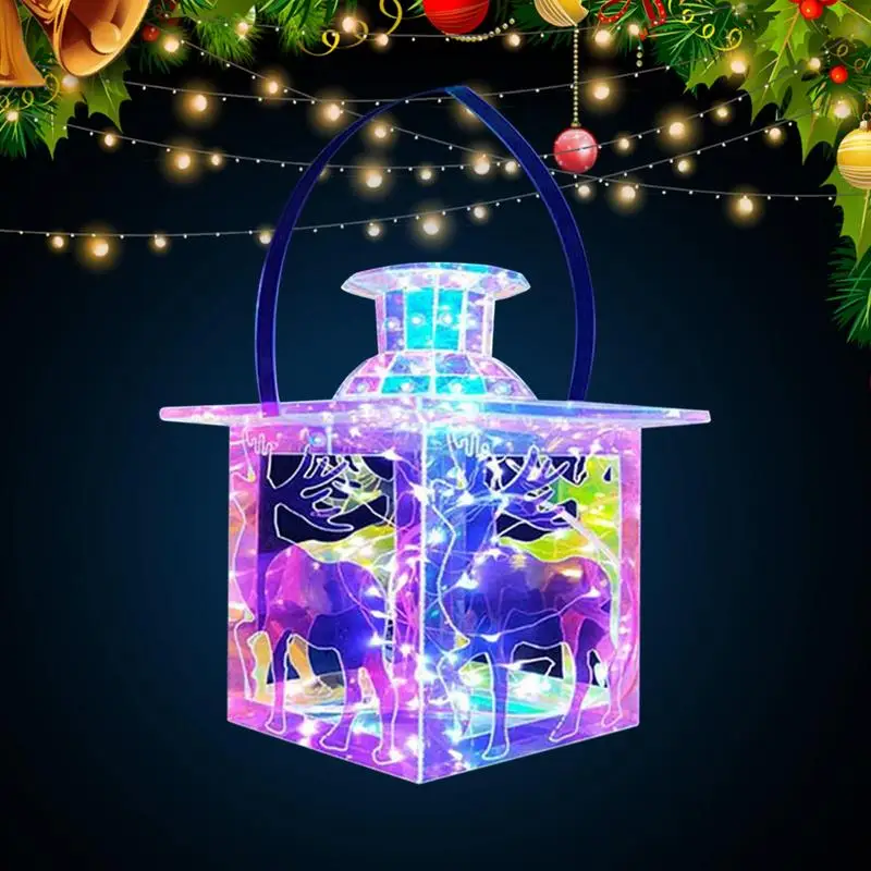 

Декоративные рождественские огни для помещений, светодиодная квадратная портативная Рождественская елка, узоры в виде снежинок, цветная лампа, украшение