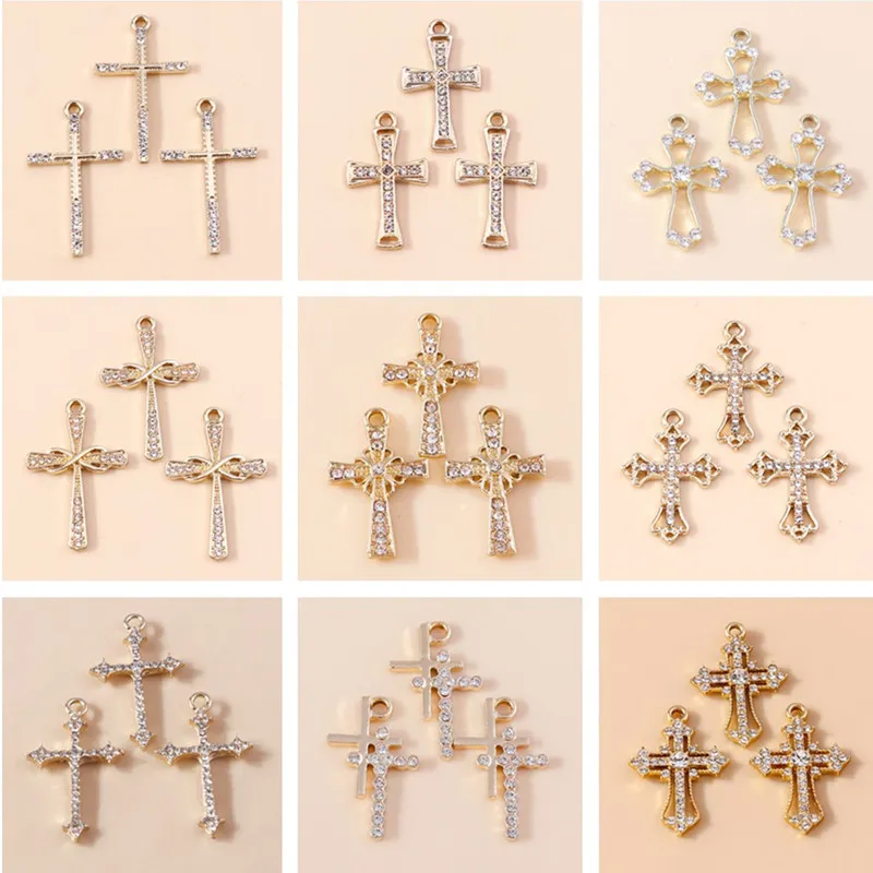 20 Stück Mix süße Kristall Metall Kreuz Charms Anhänger für die Herstellung von Tropfen Ohrringen Halsketten Armbänder DIY Handwerk Schmuckzubehör
