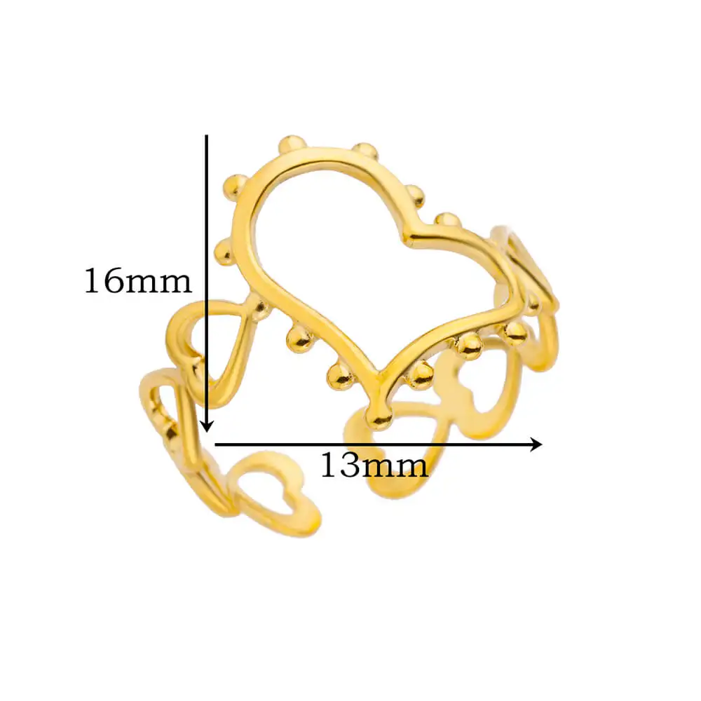 Hollow Heart Rings Stainless Steel Gift
