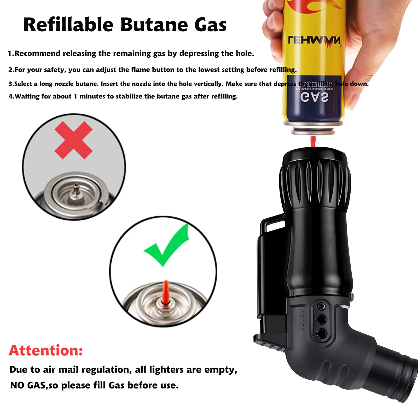 2pcs/Set Triple Jet Flame Torch Lighter Bend Head Design Refillable Butane Gas Jet 3 Flame Windproof for Gifts(Without Butane) butane gas lighter cigarette lighter