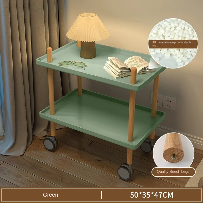 Storage Rack Small Cart Mobile Sofa Bedside Table Tea Table Bedside Minimalist Mini Solid Wood Edge Corner