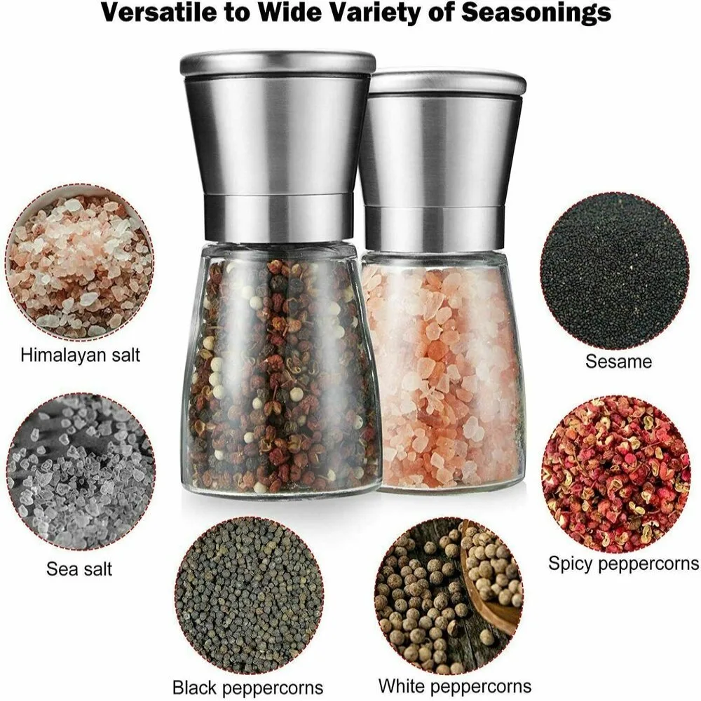 Salt and pepper grinder adjustable stainless steel glass mill coarse grinding