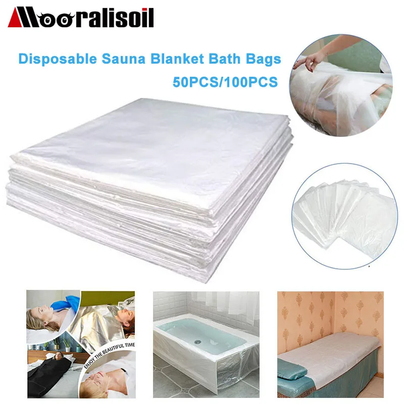 50pcsDisposableSaunaBlanketBagsPVCPlasticSheetingForBody