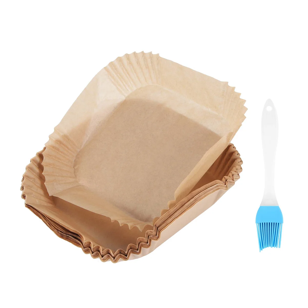 50Pcs Air Fryer Parchment Paper with Oil Brush Air Fryer Liners Square 6.3 Inch Disposable Baking Paper Sheets HOT