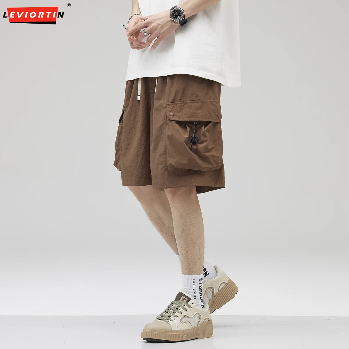 American Workwear Casual Shorts For Men 2024 New Summer Thin Loose Straight TubeIce Silk Outdoor Sports Shorts Streetwear