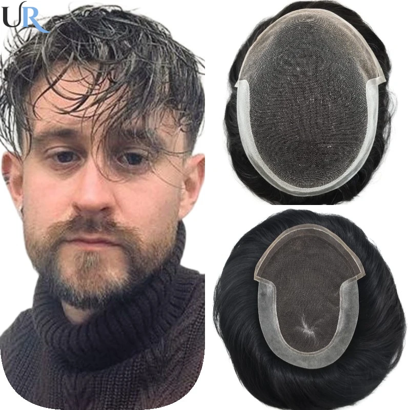 OctSwissLaceWithPuMaleHairProsthesisHumanHairToupeeManWig