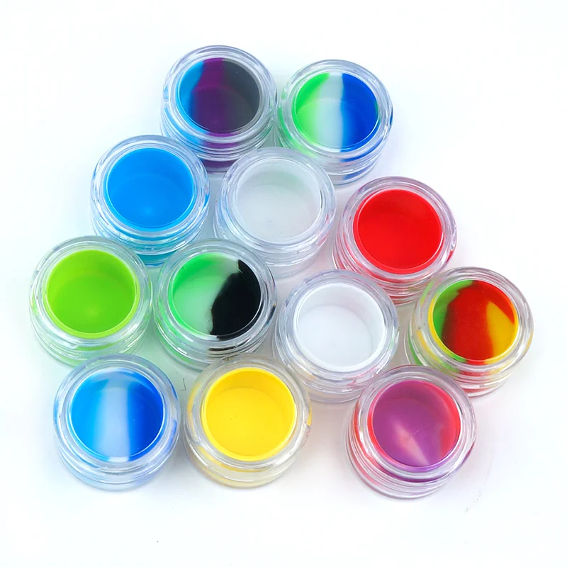 3 pcs 5ML 7ML 10ML Acrylic shell silicone wax container Pill Storage box Oil container smoking tobacco container 5