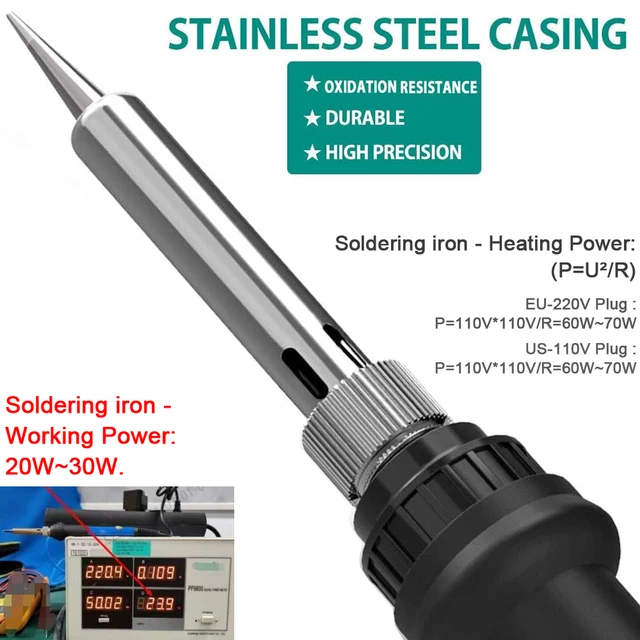 Stazione Saldante Stagno Kit Saldatore Professionale 60W Con Temperatura Regolabile 220°C-480°C - 5 Punte Incluse Per Riparazioni Elettroniche Saldatrice Elettrodo - Foto 3