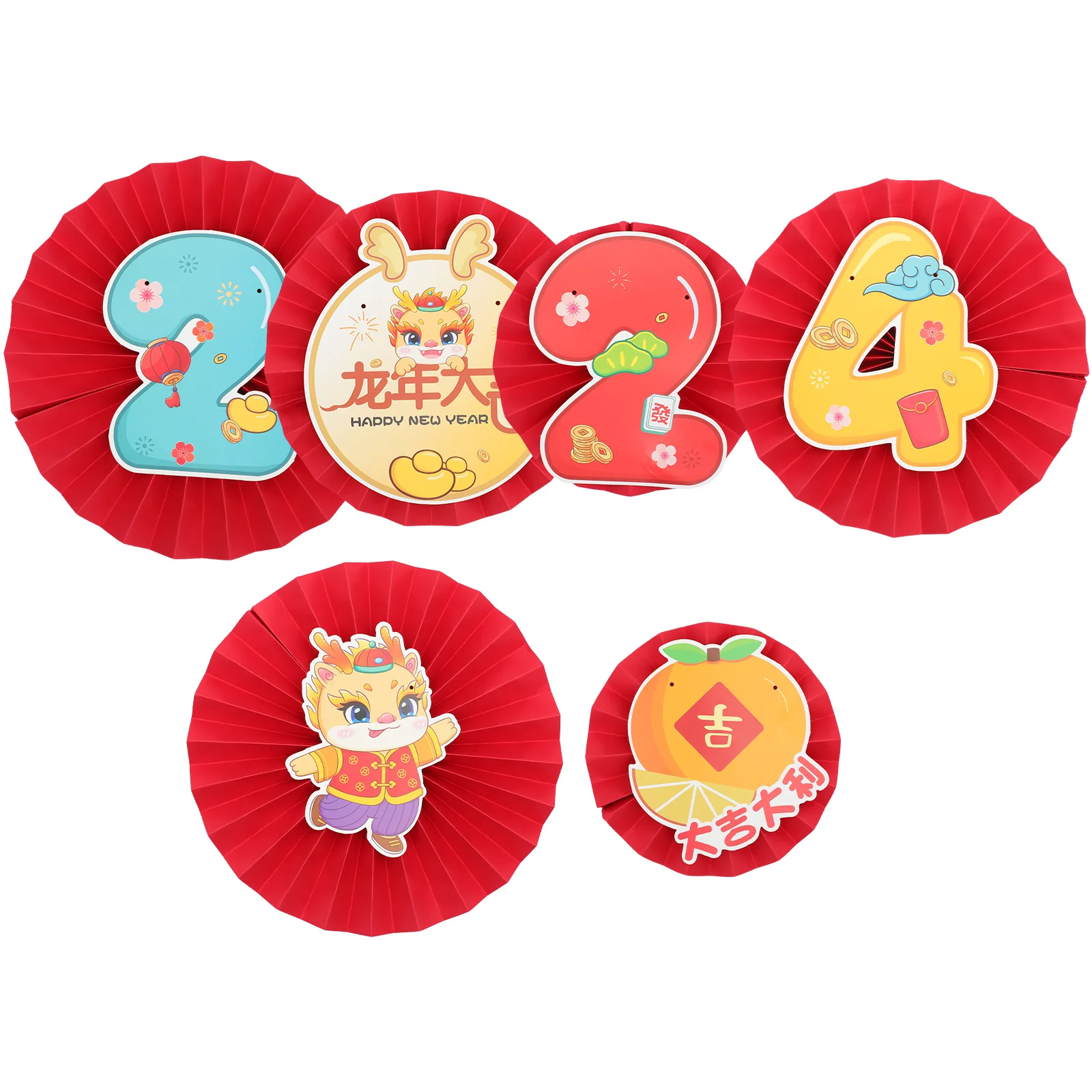 

New Year Decoration Chinese Paper Fan Decorations Lunar Photography Props for Photoshoot China