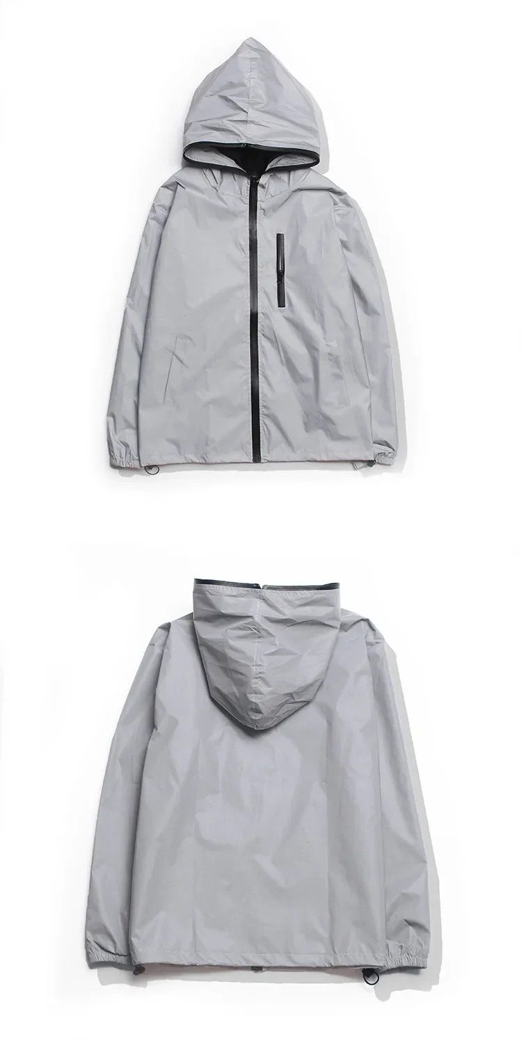 New night Full Reflective Jacket Men / Women Harajuku Jackets Hooded Hip-hop Streetwear Night Shiny dancer Zipper Coats Jacke