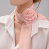 Luxury Long Chiffon Scarf Female Print Rose Thin Narrow Scarf Floral Satin Hair Band Bag Ribbon Scarfs Women Small Neckerchief 1