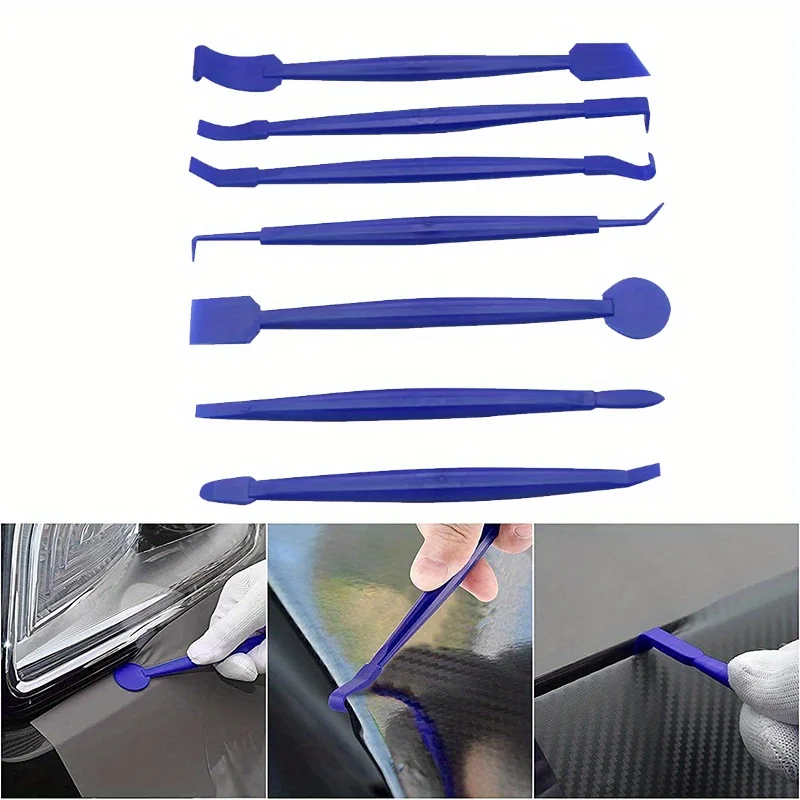 7Pcs Car Vinyl Wrap Film Squeegee Scraper Tools Carbon Fiber Decal Film Installation Squeegee Felt Kit Wrap Tools Car Accessory 6