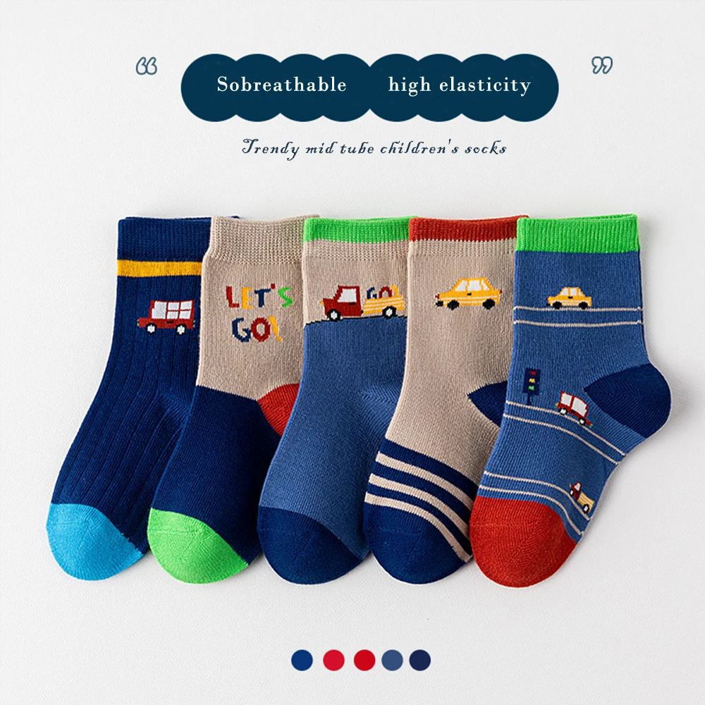 Girls Socks 5Pairs 1-14Years Girl's Mid-tube Socks Comfortable Breathable Athletic Socks Autumnclothes All-match Boutique Kids Clothing