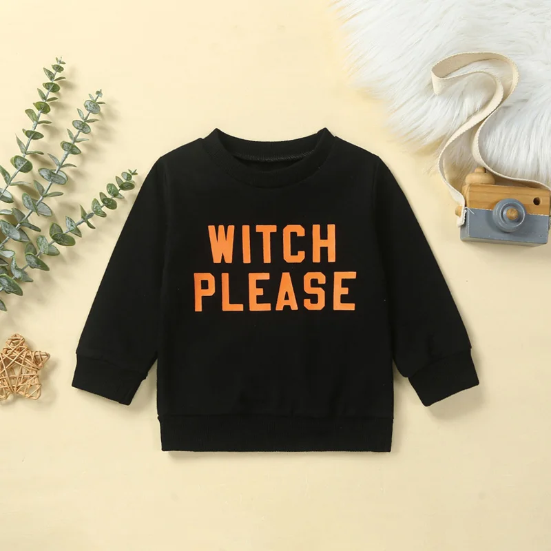 

EWODOS Toddler Baby Kids Girls Boys Sweatshirts Halloween Clothes Letter Print Long Sleeve Crew Neck Toddler Pullovers Fall Tops