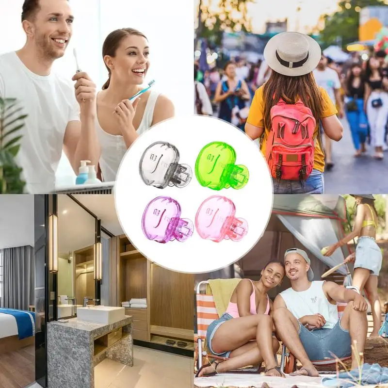 Brush Head Protector Toothbrush Cover Cap Case Tooth Brushing ClipCover Cap Case Portable 4 Packs Cove For Household Travel