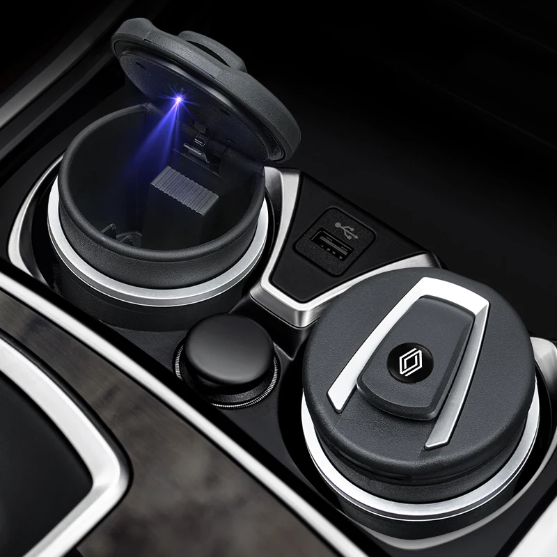 르노 RS 클리오 메간 2 3 4 캡쳐 트래픽 트윙고 세닉 2 카다주 조에용 차량용 LED 재떨이 쓰레기통 동전 수납 컵 액세서리