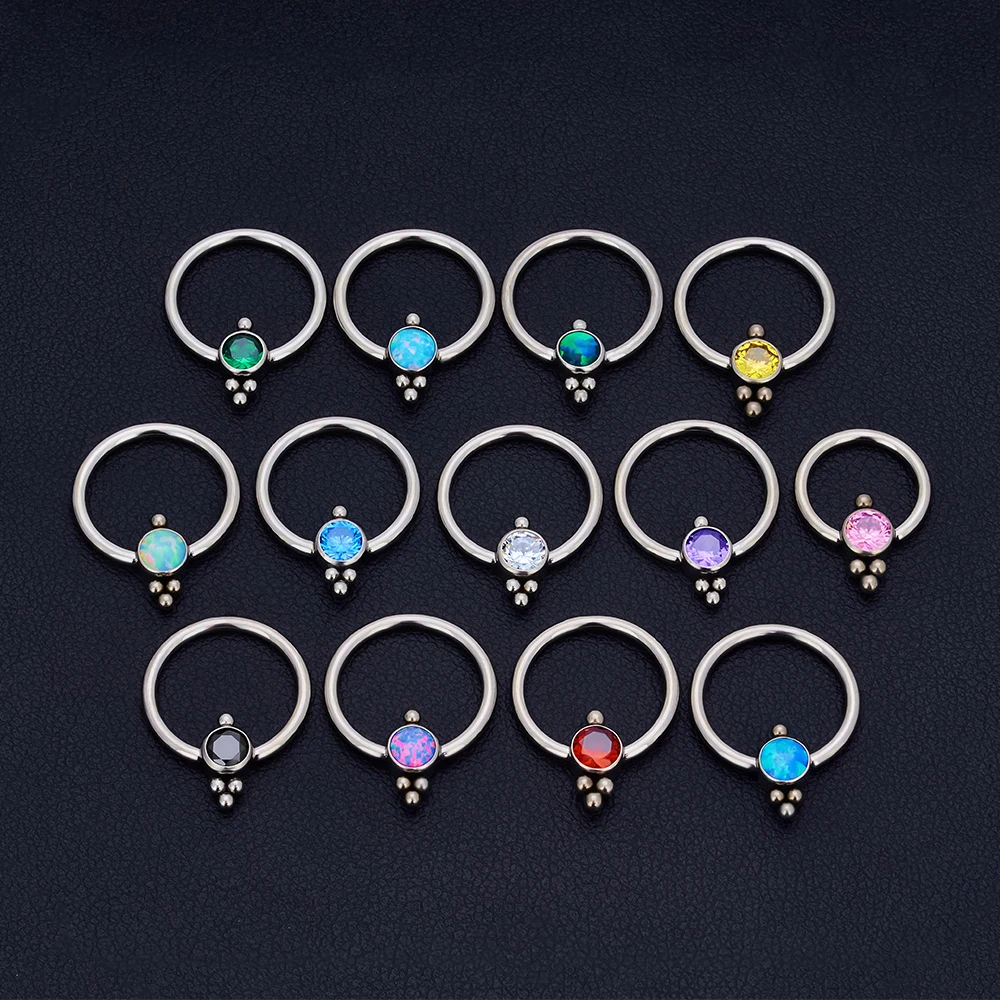 10pc ASTM F136 Titanium Nose Rings CZ Ball BCR Hoop 10mm Cartilage Piercing Earrings Jewelry for Women Men Body Piercing Jewelry