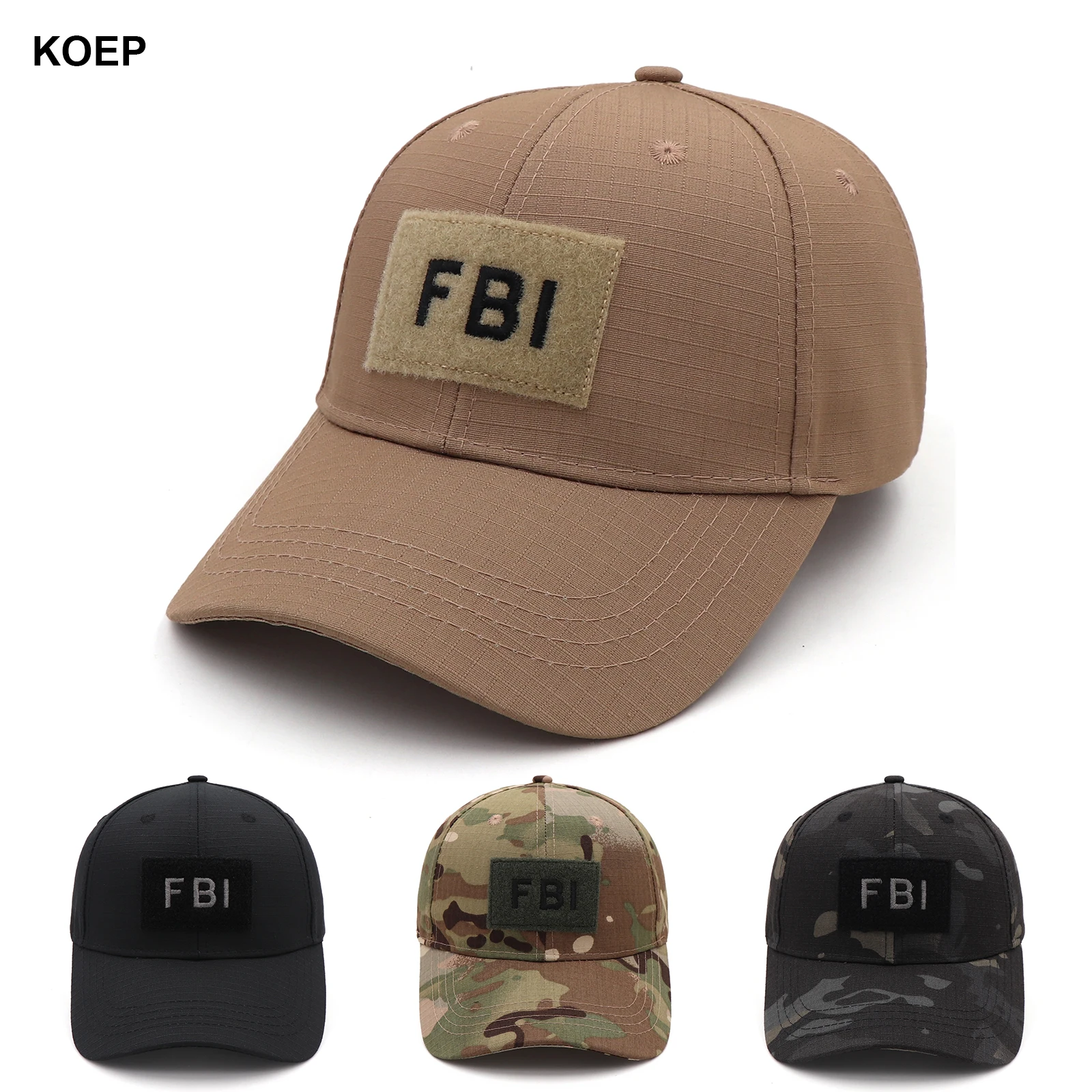 Casquette baseball camouflage FBI K-9 SWAT KOEP pour pêche jungle - Modèle tactique