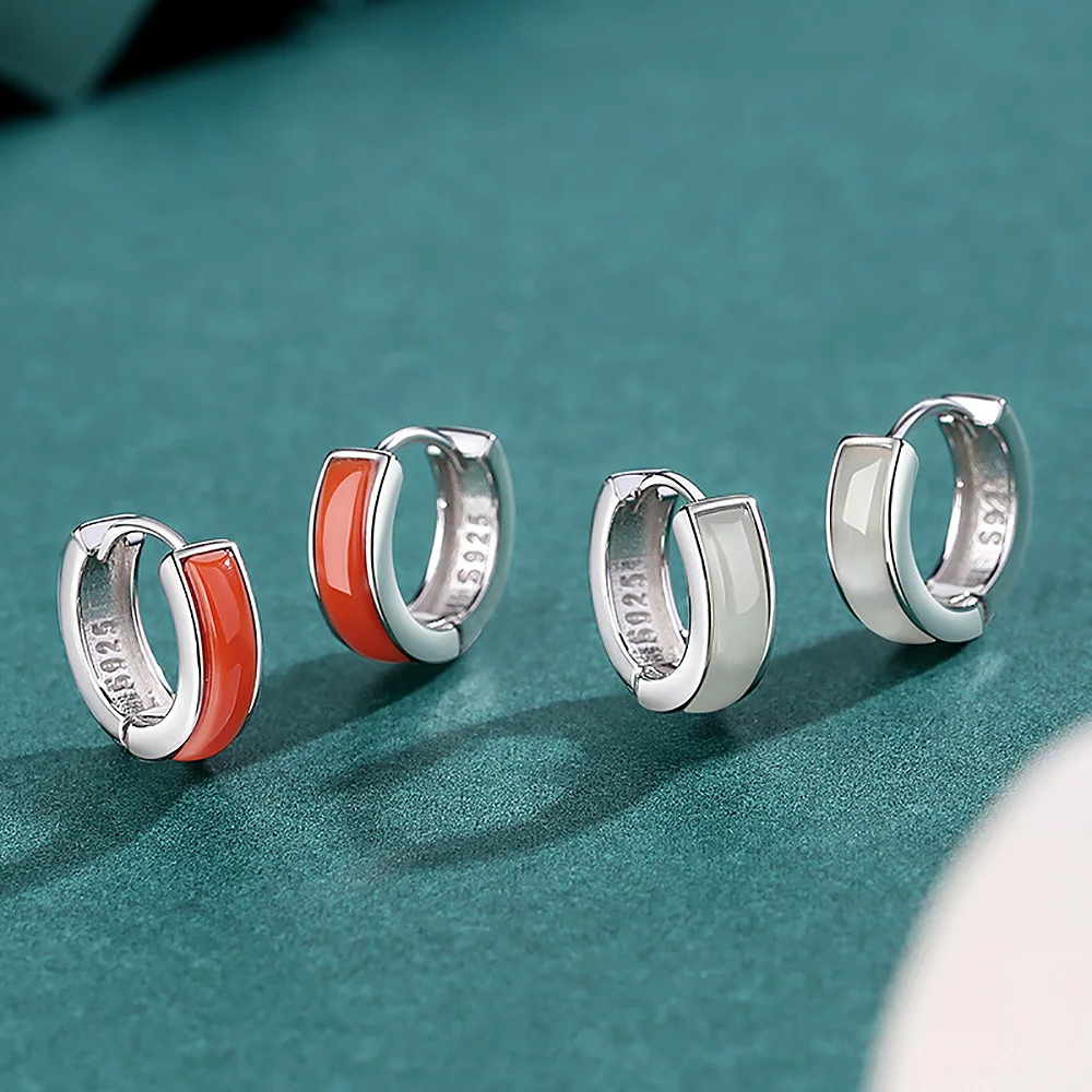 

Natural Red Agate Women's Earrings Hotan Jade Simple Fashion Ear Buckle Earrings For Men Couple Jewelry Items With Free Shipping
