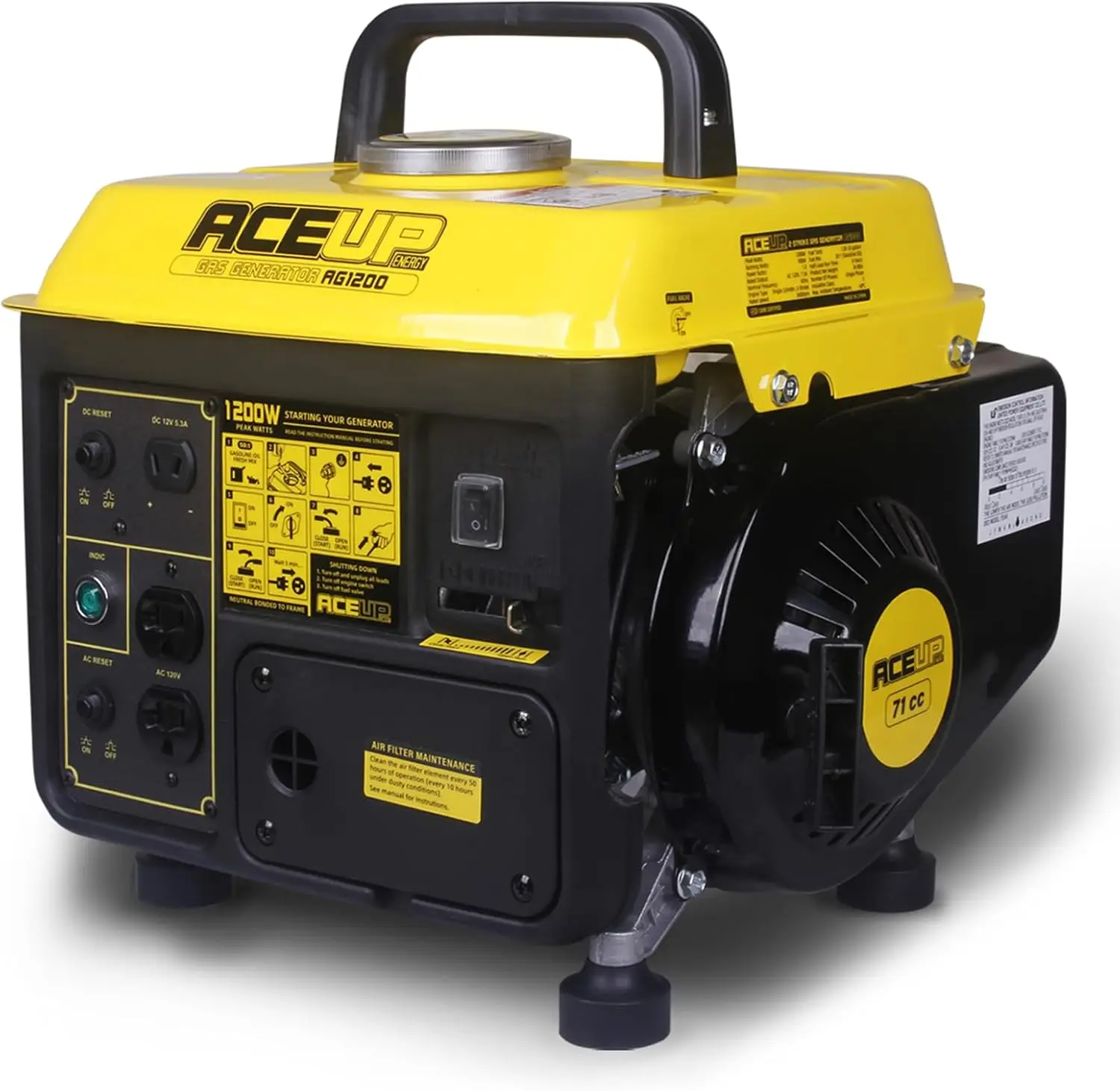 1,200W Gas-Powered Generator, Portable Generator Camping Ultralight, EPA & CARB Compliant With air cooling system
