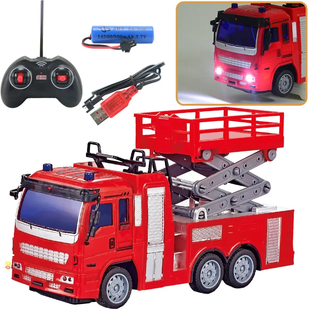 Remote Control Fire Truck Car Toy Model RC Engineering Mixing Crane Water Spouting Children Educational Toy Boy Birthday Gifts