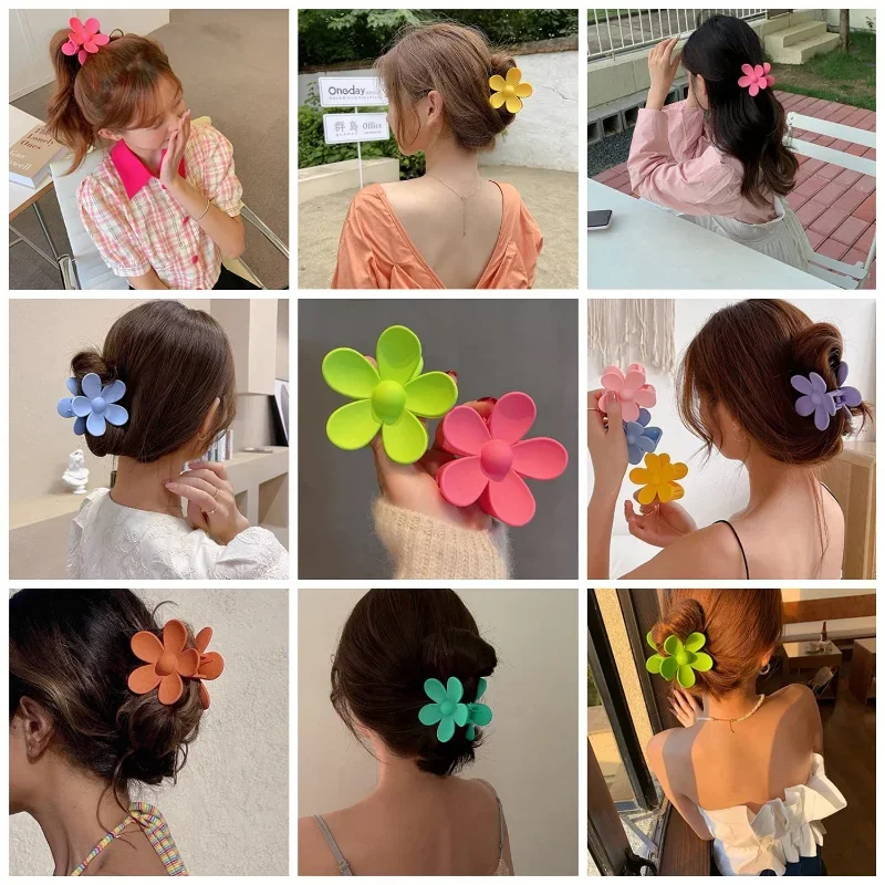 

Korean New Colorful Flower Hair Claw Clips Summer Girls Hairpin Ponytail Barrettes Fashion Headdress Hair Accessories for Women