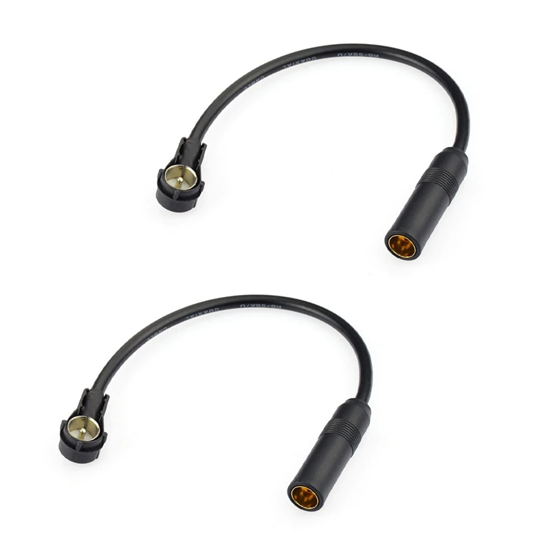 

2X Car AM FM DAB Radio Aerial Antenna Coax 30Cm Adapter Lead DIN 41585 To ISO Plug For SEAT SKODA SMART Ford