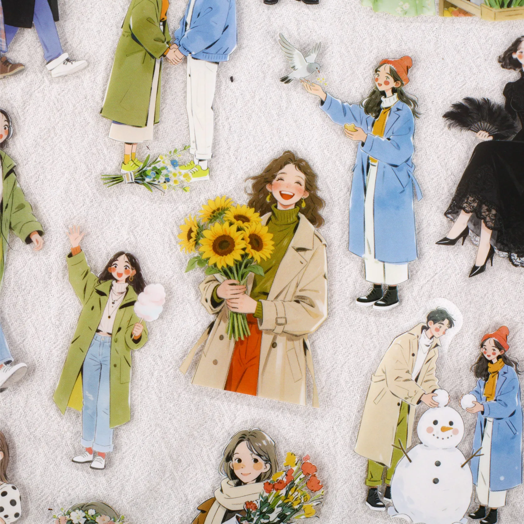 20개/팩 여유로운 컬렉션 창의적인 미학 패션 피규어 PET 스티커 DIY 다이어리 스크랩북 문구 스티커