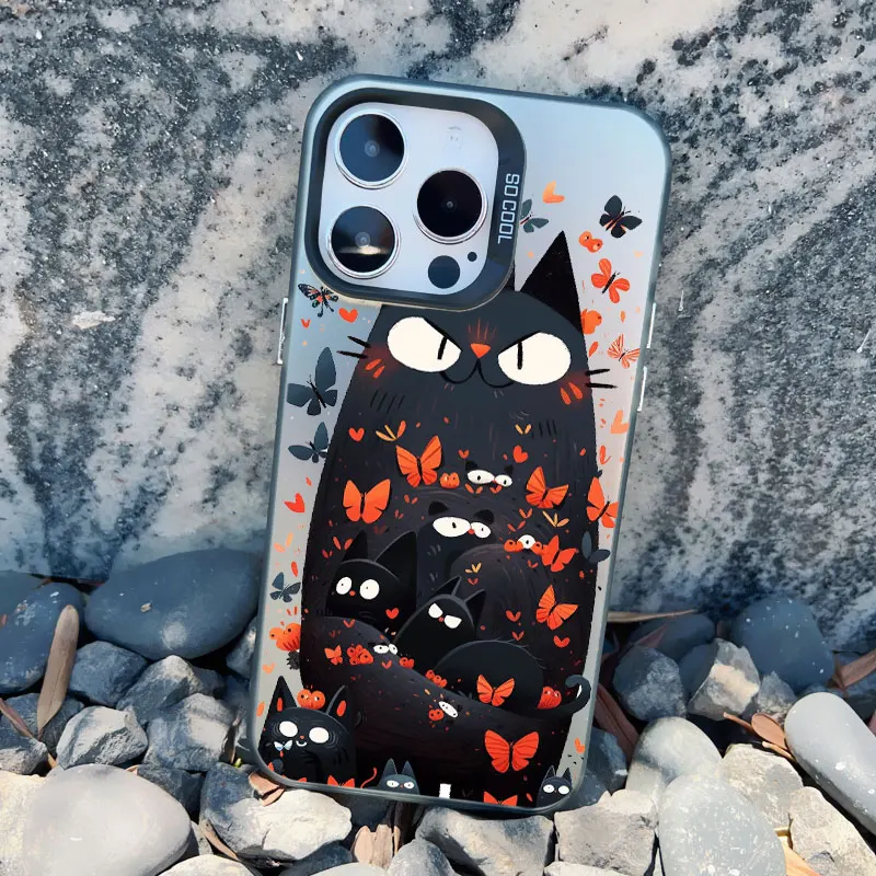 Niedliche Cartoon-Katzen-Handyhülle für iPhone 13 Hülle 13 Mini 17 16 14 15 Plus 14 15 11 12 13 Pro Max Stoßfeste Laser-Cover Fundas – Detail 4
