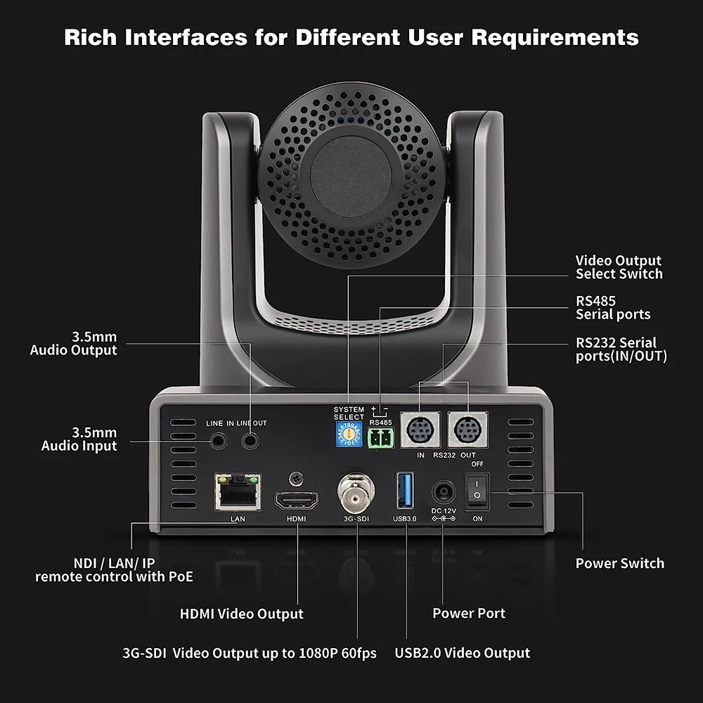 NDI Camera 4K60FPS Ai Auto Tracking POE Ptz Camera 12x 20x Optical Ptz SDI Cameras HDMI USB IP Live Streaming Camera For Church