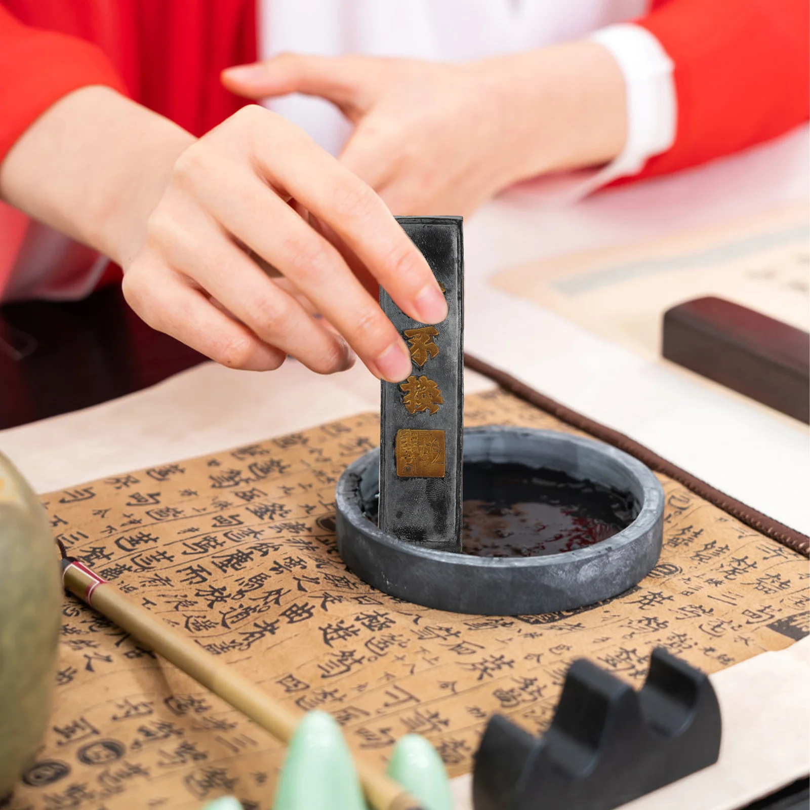 Ink Calligraphy Chinese Inkstone Painting Stick Stone Block Sumi Sticks Pratice Strip Accessories Grindingjapanese Natural Soot