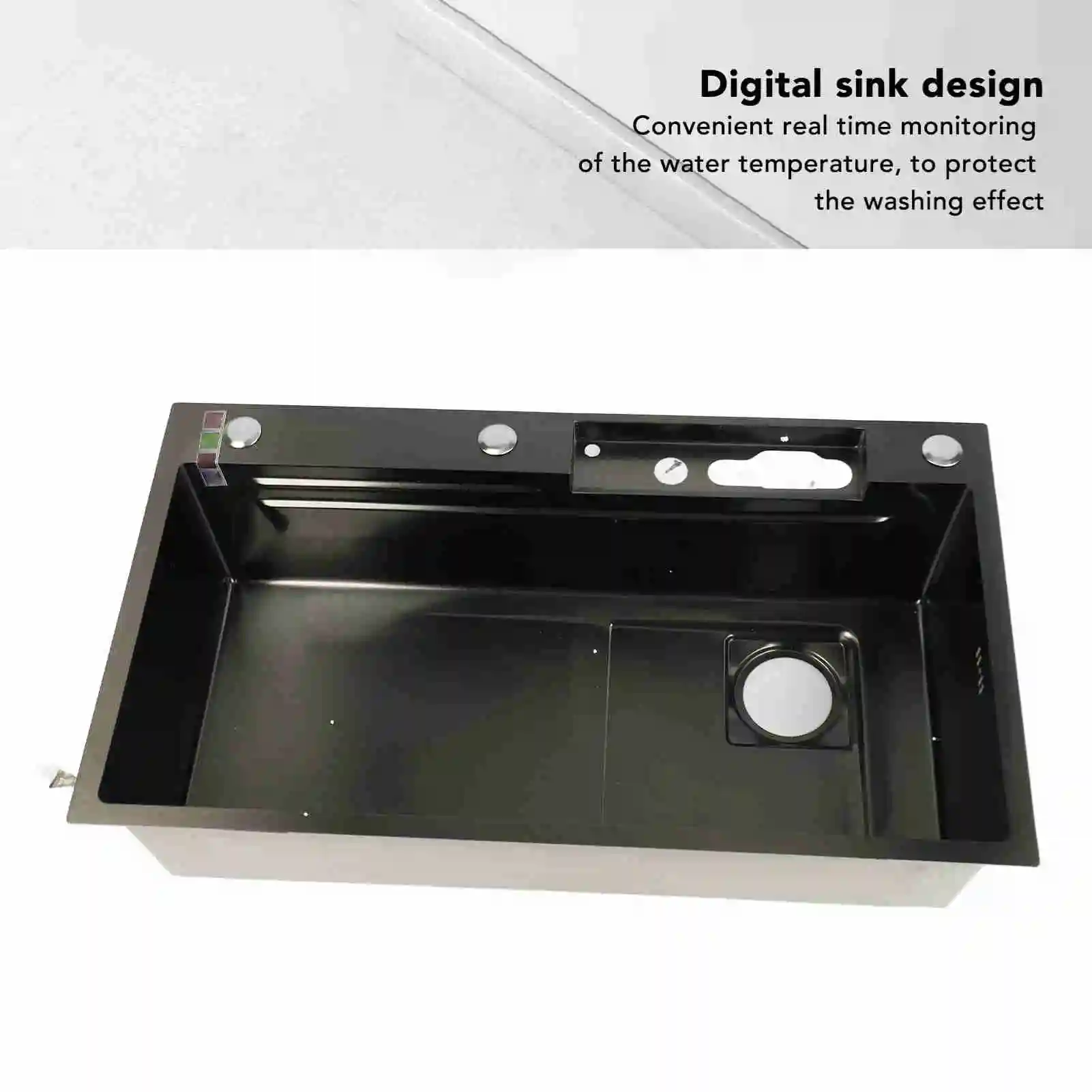 Digital Display Double Sink Professional Stainless Steel Water Temperature Monitoring Digital Display Kitchen Sink for Kitchen 4