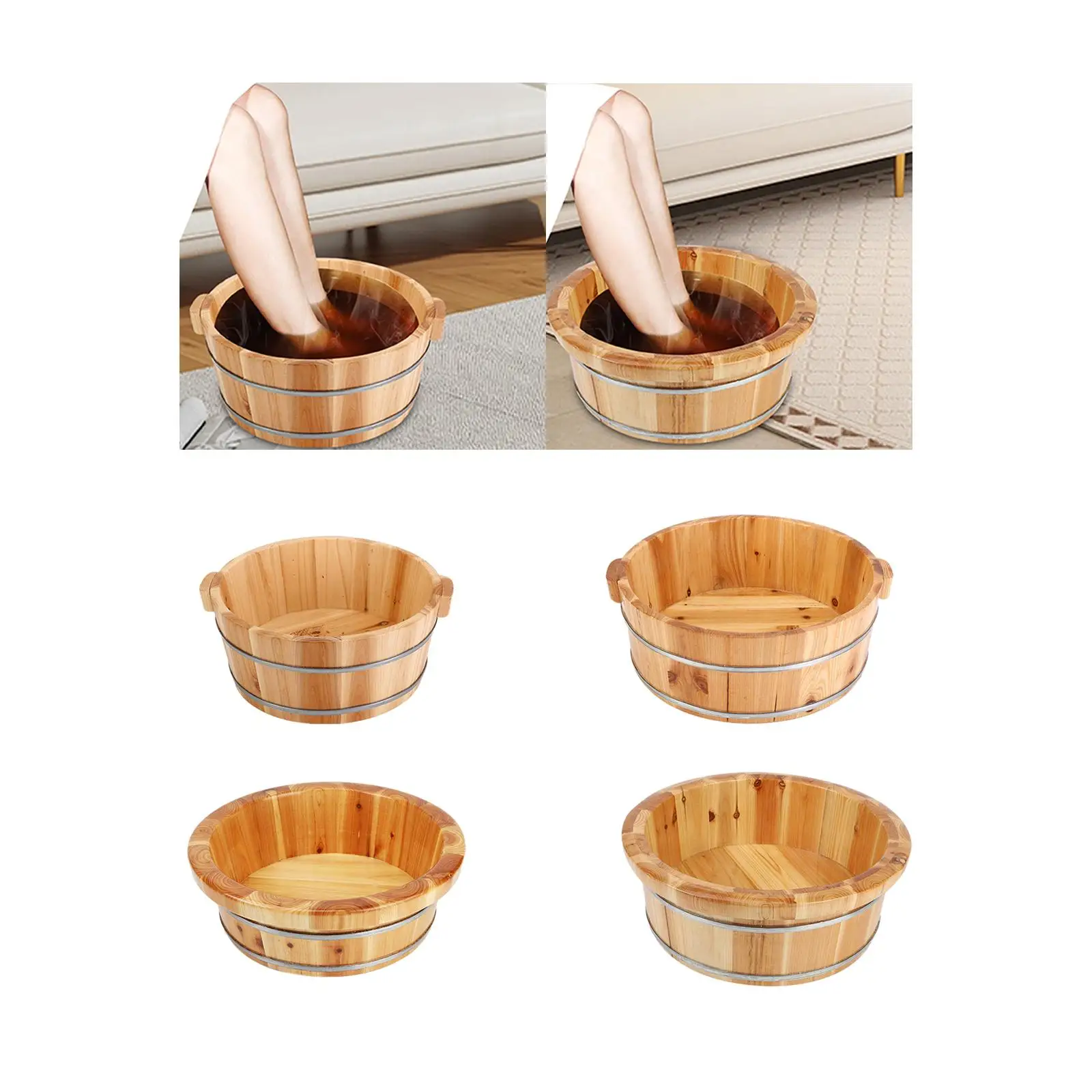 Wood Footbath Basin Foot Bath Basin Footbath Bucket Thicken Barrel Reusable Foot Bucket Pedicure Footbathing Handmade Tub